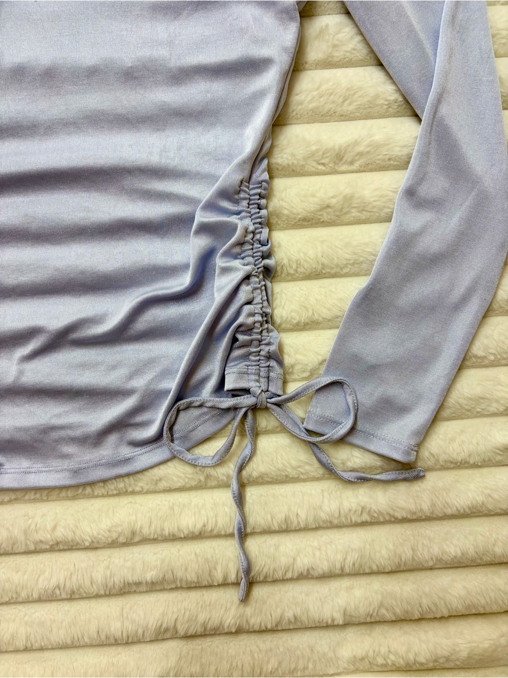 One-Shoulder Lilac Ruched Side Drawstring Top - Picture 4 of 5
